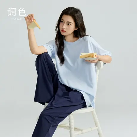 调色【可外穿】深睡衣女款凉感大朵棉家居服女2025年新款夏季套装图片