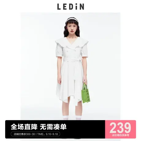 乐町休闲衬衫裙2023春夏新款女装连衣裙C5FAC2401图片