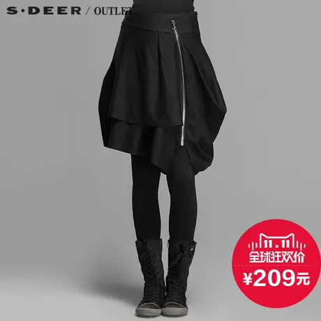 s.deer【新品】圣迪奥专柜正品优雅层次亮闪毛呢长裙S14481170图片
