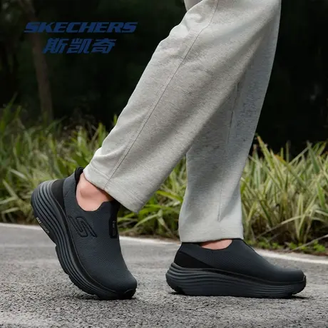 Skechers/斯凯奇休闲运动男鞋2025夏季新款一脚蹬透气厚底网面鞋图片