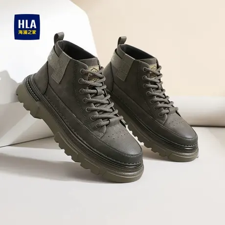 HLA/海澜之家男鞋新款秋季复古潮流中帮工装鞋百搭户外耐磨休闲鞋图片