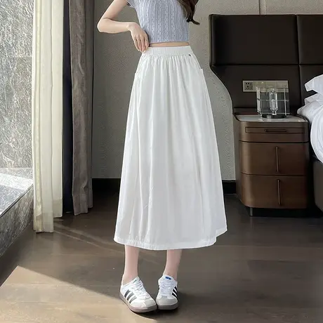 时尚气质半身裙2025年夏季新款女高腰纯色百搭休闲简约大气半裙图片