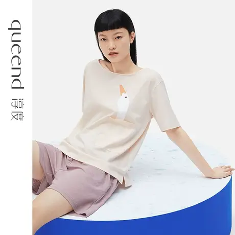 淳度【凉感丝光棉】女式睡衣夏纯棉可外穿全棉家居服夏天套装薄款图片