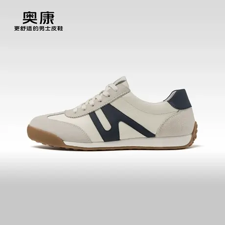 奥康男鞋秋季新款时尚德训鞋男软底舒适撞色潮流运动休闲鞋商品大图