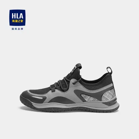 HLA/海澜之家运动风休闲鞋圆头系带轻便透气时尚撞色耐磨男鞋图片
