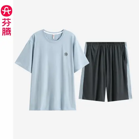 芬腾睡衣男士夏季纯棉套头薄款宽松可外穿短袖短裤套装夏天家居服图片