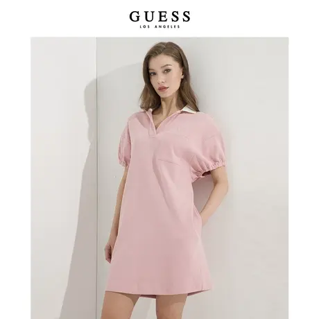 【38上新季】GUESS 女士宽松慵懒风简约潮刺绣学院风连衣裙图片