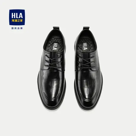 HLA/海澜之家格纹压花正装皮鞋2023新款牛皮商务有型德比鞋皮鞋男图片