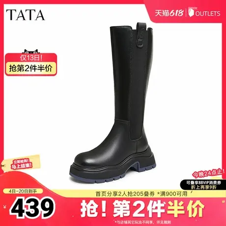 TATA他她英伦厚底骑士靴女靴子黑色高靴长筒靴冬新款WJZ05DG4商品大图