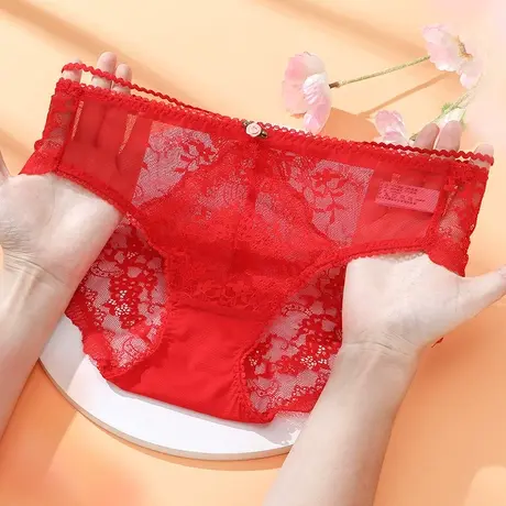 伊丝艾拉中低腰三角裤秋冬新款蕾丝速干内裤女棉底性感小裤200261图片