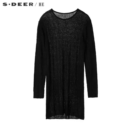 sdeerhe圣迪奥男装简约低调针织纹理长款圆领针织衫H15473547图片