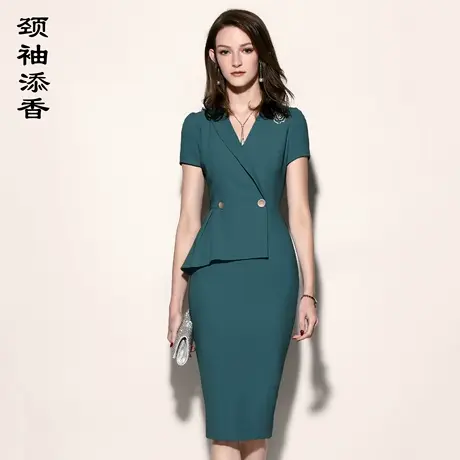 颈袖添香2025秋季新款连衣裙时尚气质OL修身显瘦商务包臀裙图片