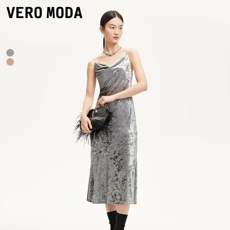Vero Moda奥莱连衣裙2025夏季新款丝绒吊带收腰亮闪贵气华丽女人图片