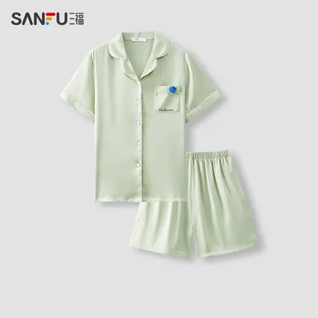 三福女夏季丝滑立体水果睡衣套装  宅家抗菌宽松家居服480108图片