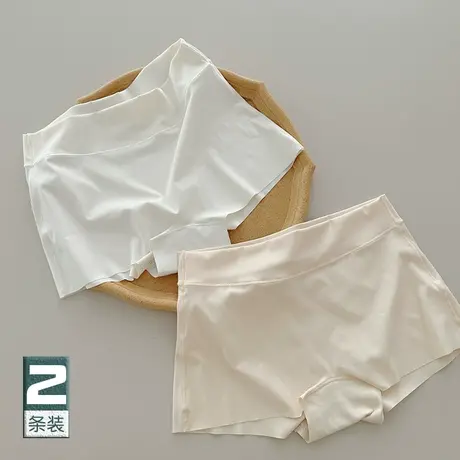 无痕冰丝内裤女士纯棉抗菌裆平角中腰四角裤超短包臀安全裤提臀夏商品大图