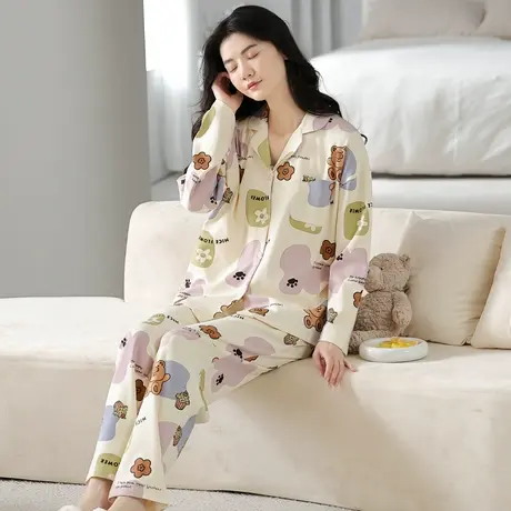 南极人睡衣女纯棉春秋款长袖长裤网红风家居服套装可外穿2023新款商品大图