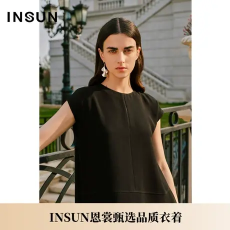 INSUN恩裳夏季轻薄垂顺落肩三醋酸连衣裙图片