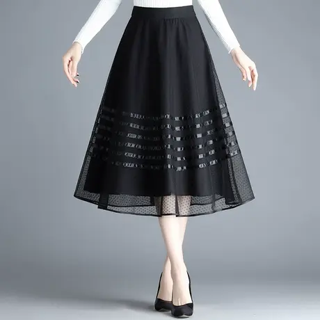 A字裙半身裙女中长款2023春秋新款高腰大摆裙休闲裙遮肉显瘦裙子图片