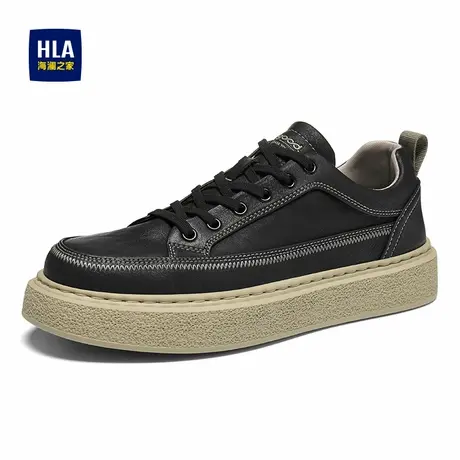 HLA/海澜之家男鞋新款春秋新款百搭免系带板鞋耐磨舒适复古休闲鞋图片