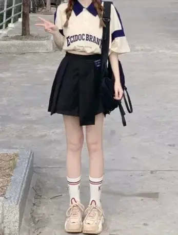 百褶裙女春秋新款高腰显瘦a字短裙小个子黑色辣妹学生半身裙夏季图片
