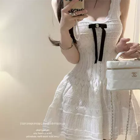 现货 Onoev 温柔韩系纯欲风韩系蝴蝶结显瘦背心连衣裙女图片