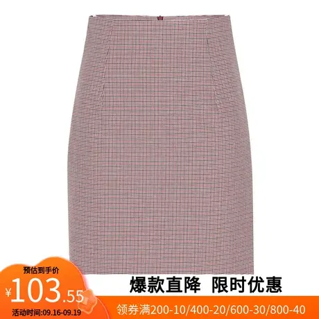 【艾格】修身半身裙2023春秋款温柔淑女甜美风千鸟格百搭女生短裙图片