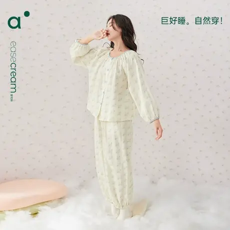 安之伴【巨柔软】纯棉睡衣女春秋宽松甜美长袖家居服套装大码新款图片