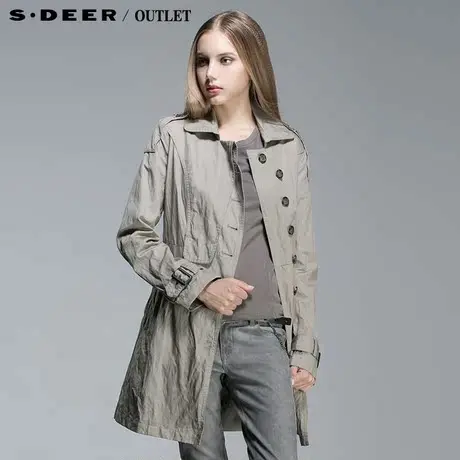 【聚】sdeer圣迪奥专柜正品女秋斜襟收腰做皱感长风衣4781888图片