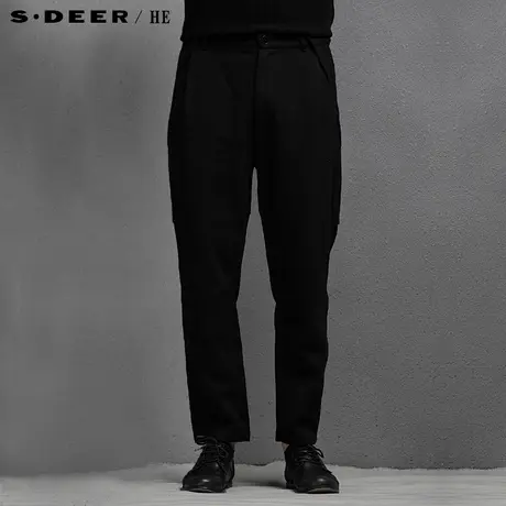 sdeerhe圣迪奥男装个性时尚拼接面料复古宽松休闲长裤H15370869图片