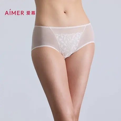 爱慕森语内裤女棉质底裆性感蕾丝中腰平角裤AM23C131图片