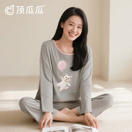 顶瓜瓜女士睡衣秋季长袖长裤套装大码纯棉2025新款女可外穿家居服图片