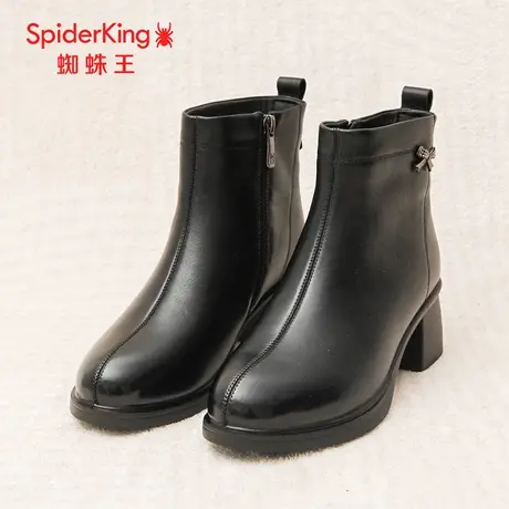 SPIDER KING/蜘蛛王正品女时装靴2025冬新款薄绒短筒真皮高跟大众商品大图