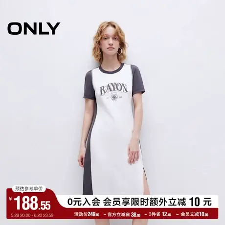 ONLY奥莱2025夏季新款美式字母印花撞色圆领T恤裙连衣裙女图片
