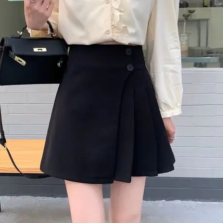 黑色高腰百褶裙女春秋夏2024新款jk裙子a字裙显瘦短裙西装半身裙图片