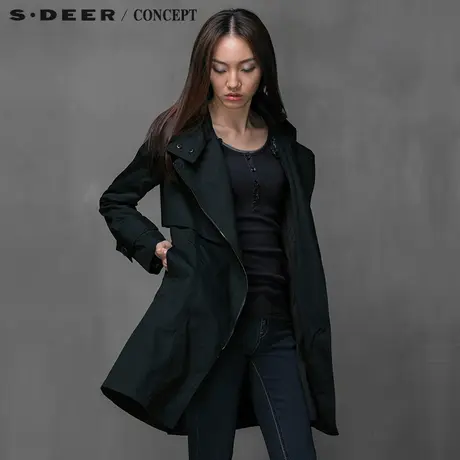 【聚】sdeer圣迪奥专柜正品女搭片束腰中长款风衣外套S14381801图片