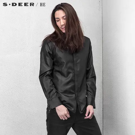 sdeerhe圣迪奥男装2017秋装时尚圆摆设计长袖衬衫H14170568图片