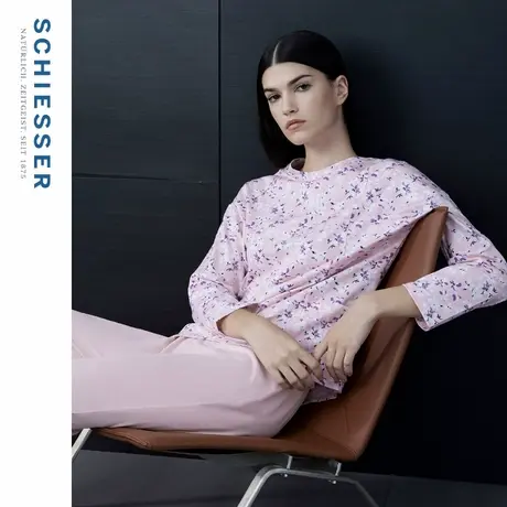 SCHIESSER舒雅女士纯棉亲肤透气印花圆领睡衣家居服套装21510H商品大图