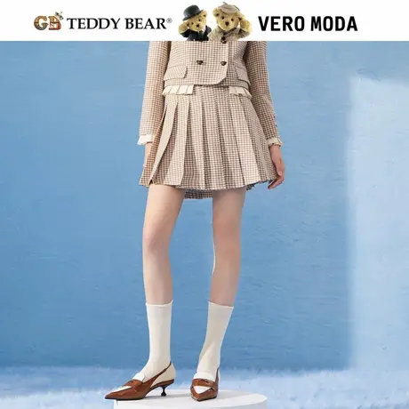 【会员福利】Vero Moda短裙千鸟格学院风高腰百褶半身裙图片