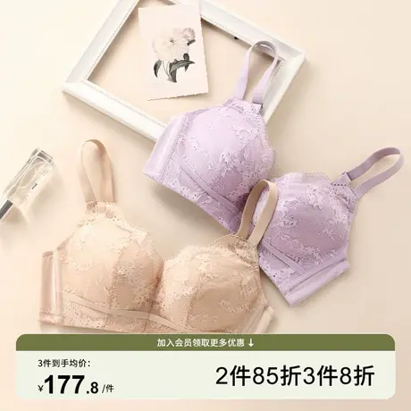 芬怡专柜同款性感蕾丝内衣女小胸聚拢显大收副乳舒适四排扣EV120图片