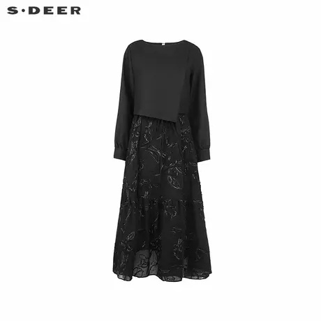 【好物体验专享】sdeer圣迪奥25年新品绣花连衣裙套装S253Z1403图片
