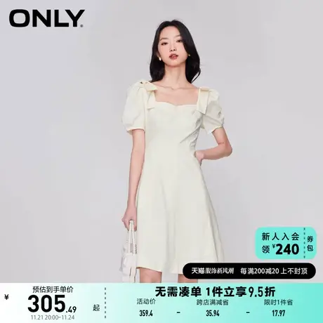 ONLY奥莱秋季新款时尚可爱蝴蝶结名媛风修身连衣裙女图片
