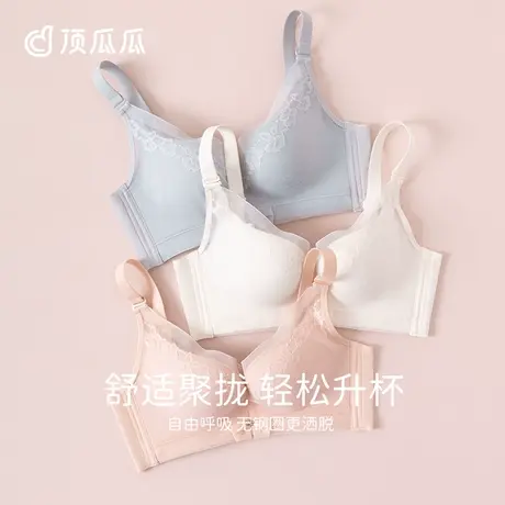 顶瓜瓜蕾丝边清爽透气胸罩聚拢承托无痕文胸内衣女顶呱呱商品大图