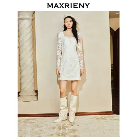 【商场同款-宫廷飞鸽】MAXRIENY复古宫廷蕾丝飞鸽扣连衣裙24春款图片