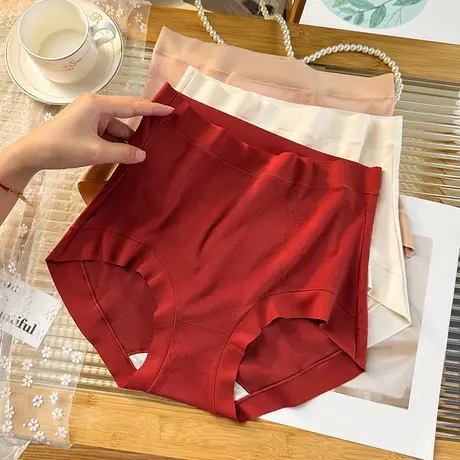 送妈妈高弹力宽松舒适内裤女2025新款无痕高腰收腹收小肚子三角裤图片