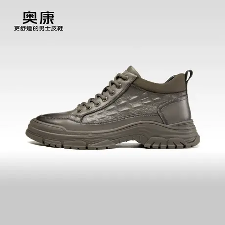 Aokang奥康 2023秋季新款时尚休闲男鞋磨砂耐磨户外工装单鞋商品大图