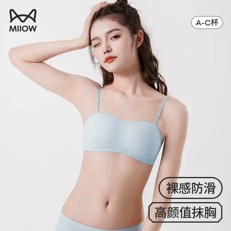 猫人无肩带内衣女防滑隐形抹胸裹胸内衣夏季薄款无痕小胸聚拢文胸商品大图