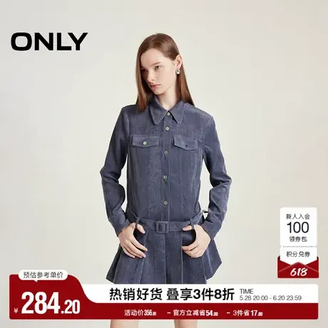 ONLY奥莱夏季工装风翻领百褶短裙衬衫连衣裙女图片