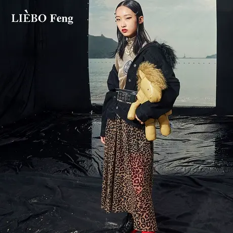 裂帛LIEBOFeng2023年春夏新款商场同款复古豹纹修身半身中裙女图片