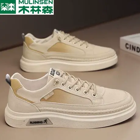 木林森男鞋2023新款秋季低帮帆布鞋轻便一脚蹬休闲潮鞋低帮平板鞋图片