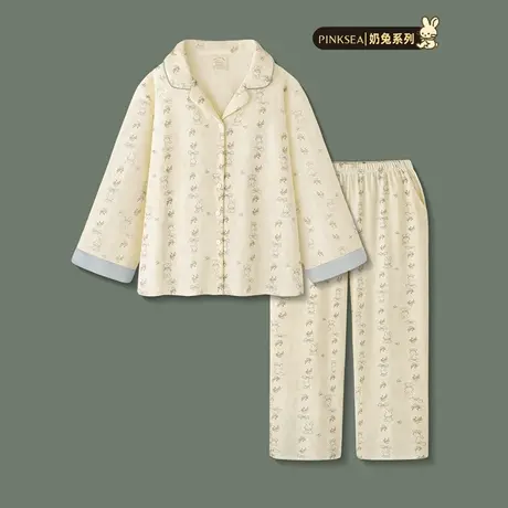 Pinksea睡衣女款法式绝美碎花纯棉长袖长裤家居服新款可爱女士套图片